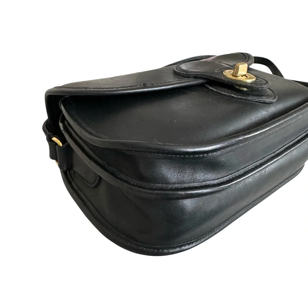 Coach Vintage Leather Prairie Shoulder Bag Messenger Flap Black Crossbody 9954